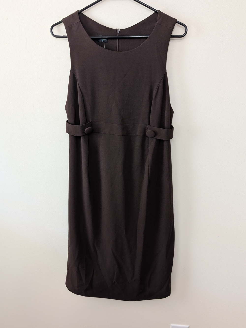 Olian Maternity Women's Dark Brown Sleeveless Midi Sheath Dress Sz Small